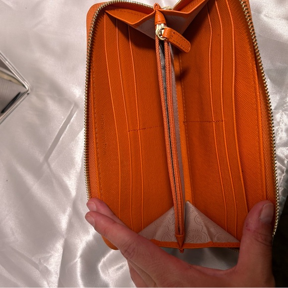 Bundle! Michael Kors Burnt Orange Ostrich 2 Way Satchel W/ MATCHING WALLET! - Picture 6 of 16